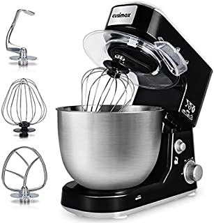 Stand Mixer, Cusimax Dough Mixer Tilt-Head Electric Mixer with 5-Quart Stainless Steel Bowl, Dough Hook, Mixing Beater and Whisk, Splash Guard, CMKM-150, Black