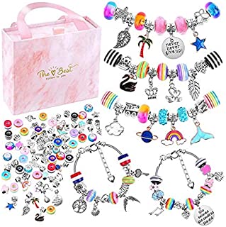 NEWELLYA Charm Bracelet Making Kit, Charms for Jewelry Making, Handmade Craft arts, Charm Bracelet Gift for 6-18 years old girls, Bracelet for Teen girls, Charm DIY bracelet for Women, crafts for Teenage Girls (88 PCS)