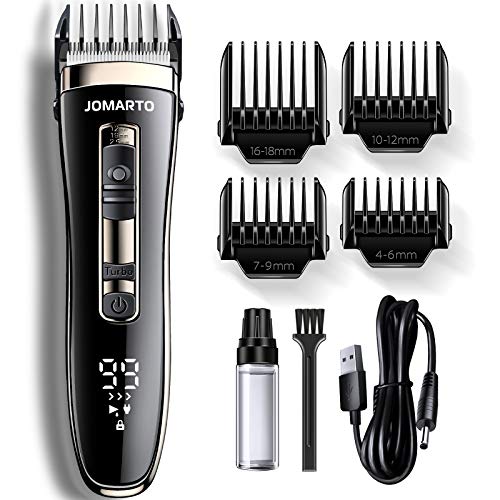 Hair Clippers Home Barber Gift Kit, JOMARTO Cordless Electric Clipper, Hair Trimmer with Cutting Combs, Adjustable Frequency, USB Rechargeable, LCD Display, Support Fast Charge for Professional Style