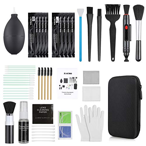 Zacro 18-in-1 Professional Camera Cleaning Kit for Most DSLR Cameras (Canon, Nikon,Sony), with Air Blower/Cleaning Pen/Detergent/Cleaning Cloth/Lens Brush/Carry Case