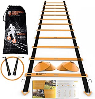 Speed Training Set - Agility Ladder, Jump Rope, Sport Cones and Exercise folder - Premium TRAINING TOOL SET For Faster Footwork And Better Movement Skills by Scandinavian Sports