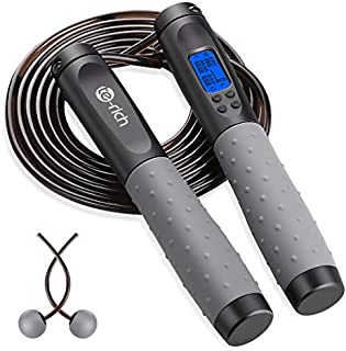 Te-Rich Jump Rope, Weighted Jump Rope for Fitness, Skipping Rope with Counter - Heavy Handles, Adjustable Length - Cordless Jumping Rope for Men Women Kids Fitness Exercise Training