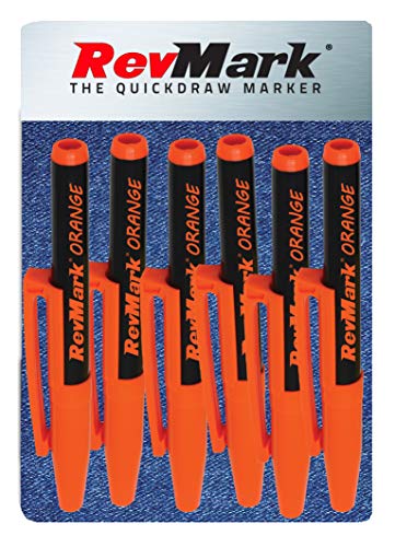 RevMark Bright Series Industrial Marker - 6 Pack - Made in USA - Replaces paint marker for metal, pipe, pvc - ORANGE