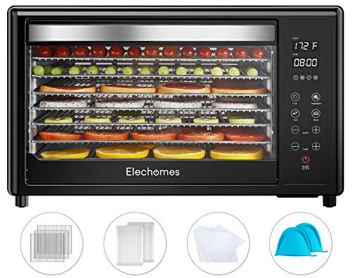 Elechomes 8-Tray Dehydrator Machine, Food Dryer with 9-Piece Free Accessories, 4 Presets Commercial Dehydrator for Fruit, Meat Beef Jerky, Herbs, Vegetables, Digital Timer and Temperature Control, 50 PDF Recipes, BPA Free
