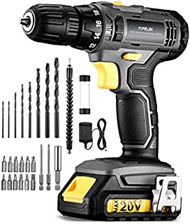 TOPELEK Cordless Drill, Power Drill 20V MAX Lithium-Ion Cordless Drill/Driver Set