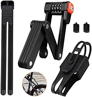 Winkeyes Folding Bike Lock Heavy Duty Folding Bicycle Lock Portable 4-Digit Passwords Bike Lock with 6 High Security Hardened Metal Joints Anti-Theft Foldable Bike Lock