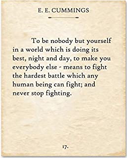 E.E. Cummings - To Be Nobody - 11x14 Unframed Typography Book Page Print - Great Inspirational Gift & Decor for Classroom, Home, Office, Nursery & Children's Room Under $15