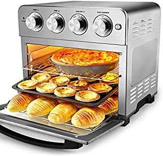 Geek Chef Air Fryer Toaster Oven, 6 Slice 24QT Convection Airfryer Countertop Oven, Roast, Bake, Broil, Reheat, Fry Oil-Free, Cooking Accessories Included, Stainless Steel, Silver, 1700W