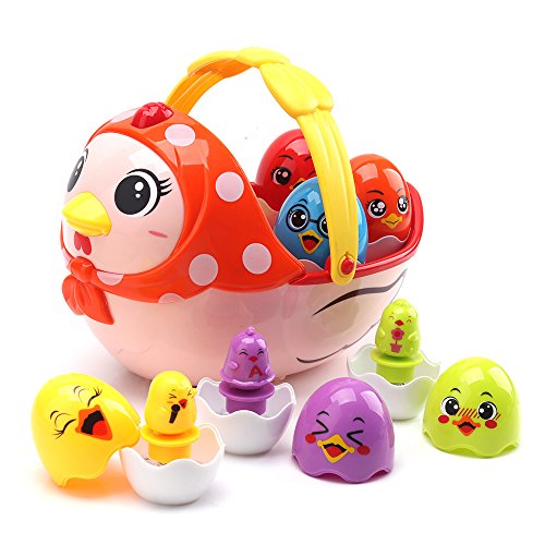 nicknack Musical Easter Eggs Toy Chicken Stacking Eggs for 1 2 3 Year Old Baby & Toddler Sound Toys Infants Birthday Gift