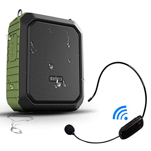 18W Wireless Bluetooth Waterproof Voice Amplifier Portable Headset Microphone with Speaker Small Personal Microphone for Teachers, Outdoors