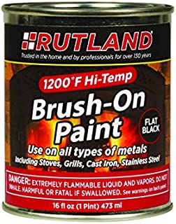 Rutland Products Rutland 1200-Degree F Brush-On Flat Stove Paint, 16 Fluid Ounce, Black
