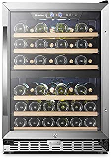 Sinoartizan Built-in Dual Zone Wine Refrigerator Cooler, 24 Inch 44 Bottles