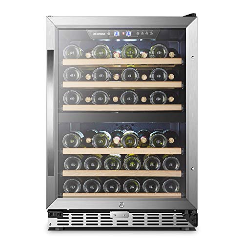 Sinoartizan Built-in Dual Zone Wine Refrigerator Cooler, 24 Inch 44 Bottles