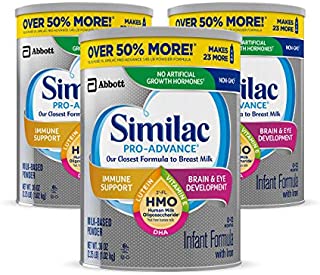 Similac Pro-Advance Non-GMO Infant Formula with Iron, with 2-FL HMO, for Immune Support, Baby Formula, Powder, (One-Month Supply), 2.25 Pound (Pack of 3)