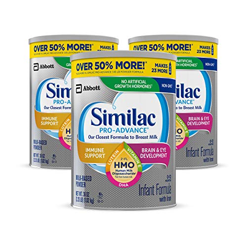 Similac Pro-Advance Non-GMO Infant Formula with Iron, with 2-FL HMO, for Immune Support, Baby Formula, Powder, (One-Month Supply), 2.25 Pound (Pack of 3)