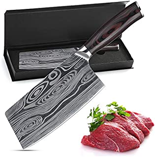 Meat cleaver,7 Inch German High Carbon Stainless Steel Chopper Knife,Multipurpose Chef Knife for Home and Kitchen with Ergonomic Handle (Meat knife)
