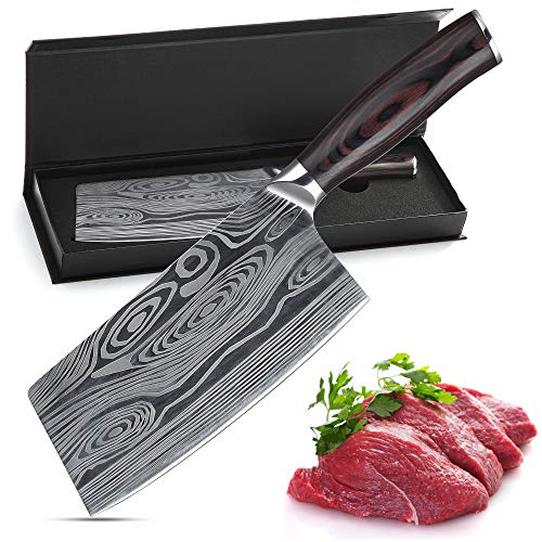 Meat cleaver,7 Inch German High Carbon Stainless Steel Chopper Knife,Multipurpose Chef Knife for Home and Kitchen with Ergonomic Handle (Meat knife)