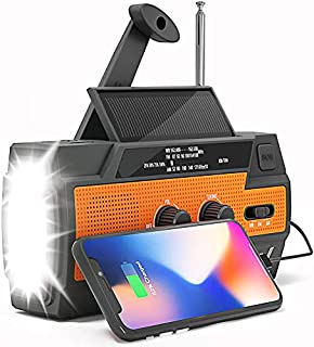 Weather Radio - Emergency Radio NOAA - Hand Crank Radio Flashlights for Emergencies AM/FM Solar Hand - Battery Operated Radio with Cell Phone Charger - Crank Radio [4000mAh] - Emergency Radio