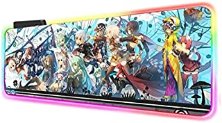 Mouse Pads Cute Anime Girl Gaming RGB Large Mouse Pad Non Slip Rubber Computer LED 7Color Backlight Mause Mat with Wireless Charger (Size_3)400X900X4Mm