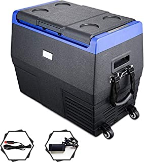 Portable Fridge Freezer, 37 QT 12 Volt Refrigerator, -4-68, Electric Cooler with wheels for Car and Home, DC 12/24V, AC 110V, Car Refrigerator Compact Refrigerator for Travel, Camping, Road Trip, RV