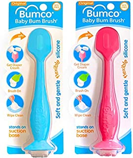 Baby Bum Brush, Original Diaper Rash Cream Applicator, Soft Flexible Silicone Brush, Unique Gift, 2-Pack (Blue + Pink)
