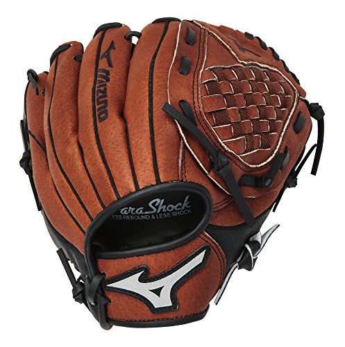 Mizuno Prospect Baseball Glove, Chestnut,For a 3 - 6 year old player, 10