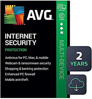 AVG Internet Security 2021 | Antivirus Protection Software | 10 Devices, 2 Years [PC/Mac/Mobile Download]