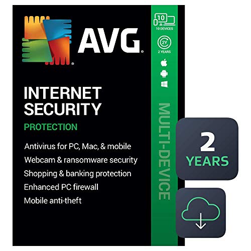 AVG Internet Security 2021 | Antivirus Protection Software | 10 Devices, 2 Years [PC/Mac/Mobile Download]