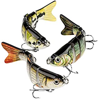 CharmYee Bass Fishing Lure Topwater Bass Lures Fishing Lures Multi Jointed Swimbait Lifelike Hard Bait Trout Perch Pack of 3