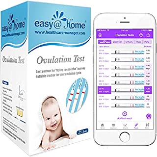 Easy@Home Ovulation Test Strips, 25 Pack Fertility Tests, Ovulation Predictor Kit, FSA Eligible, Powered by Premom Ovulation Predictor iOS and Android App, 25 LH Strips