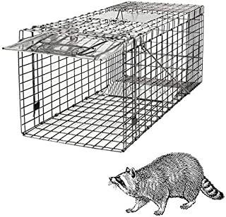 HomGarden Live Animal Cage Trap 32'' Steel Humane Release Rodent Cage for Rabbits, Stray Cat, Squirrel, Raccoon, Mole, Gopher, Chicken, Opossum, Skunk, Chipmunks, Groundhog Squire