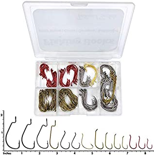 Tailored Tackle Fishing Hooks Kit 150 Pc Accessories Box | EWG Worm, Octopus, Bait Holder, Circle Fish for Freshwater Bass Trout Catfish Panfish Crappie Bluegill | Hook Supplies for Gear and Equipment