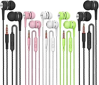 Earbuds Headphones with Microphone 5 Pack,Earbuds Wired Stereo Earphones in-Ear Headphones Bass Earbuds, Compatible with iPhone and Android Smartphones,iPod,iPad, MP3 Players,Fits All 3.5mm Interface