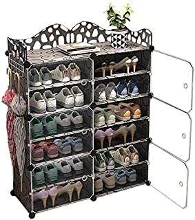 C.G Life 6-Tiers Stackable 24-30 pairs Freestanding Shoe Storage Cabinets with Adjustable Shelving,Black Shoe Shelf Organizer for Bedroom, Closet, Entryway, Dorm Room,Garage,Shoe Rack have 6 cubes