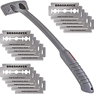 BRO SHAVER Back Hair Shaver, Uses Standard Double Edge (DE) Safety Razor Blades, Cheap Penny Refills, Stainless Steel Bolts, 15 Razors Included, Do-it-Yourself