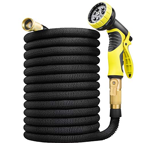 Aterod 75 feet Expandable Garden Hose, Extra Strength Fabric, Flexible Expanding Water Hose with 9 Function Spray Nozzle