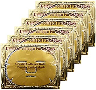 Adofect 24K Gold Gel Collagen Crystal Facial Masks Sheet Patch For Anti Aging, Puffiness, Anti Wrinkle, Moisturizing, Deep Tissue Rejuvenation and Hydrates Skin, 6 PCS