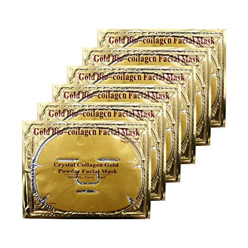 Adofect 24K Gold Gel Collagen Crystal Facial Masks Sheet Patch For Anti Aging, Puffiness, Anti Wrinkle, Moisturizing, Deep Tissue Rejuvenation and Hydrates Skin, 6 PCS