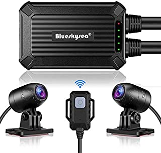 Blueskysea B1M Motorcycle Dash Cam No Screen Safe Driving 135°Wide Angle IP67 Waterproof Front and Rear Motor Drive Recorder 1080P GPS Optional Support Max 128GB G-Sensor WDR Loop Recording WiFi