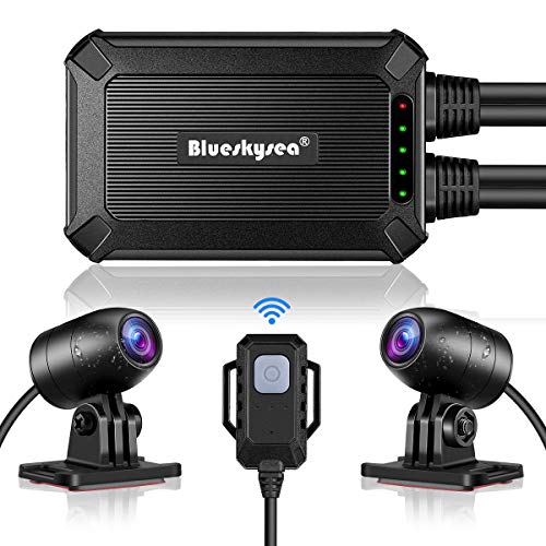 Blueskysea B1M Motorcycle Dash Cam No Screen Safe Driving 135°Wide Angle IP67 Waterproof Front and Rear Motor Drive Recorder 1080P GPS Optional Support Max 128GB G-Sensor WDR Loop Recording WiFi