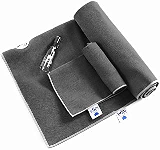 IUGA Non Slip Yoga Towel, Extra Thick Hot Yoga Towel + Hand Towel 2in1 Set, Corner Pockets Design to Prevent Bunching, 100% Microfiber  Non Slip, Super Absorbent and Quick Dry
