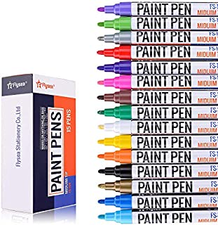 Acrylic Paint pens, EKKONG Permanent Paint Markers for Rock, Wood, Metal, Plastic, Glass, Canvas, Ceramic & More! Medium Tip with Quick Dry, Water Resistant Ink(15 Pack)