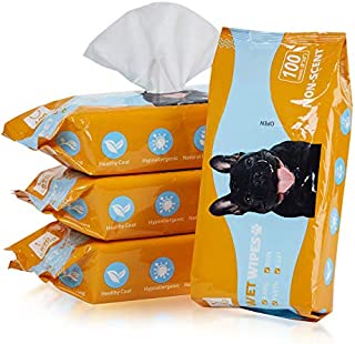 690GRAND Pet Grooming Wipes with Natural Organic and Hypoallergenic for Dogs Cats Puppies Kittens 100ct/Pack (Pack of 4)