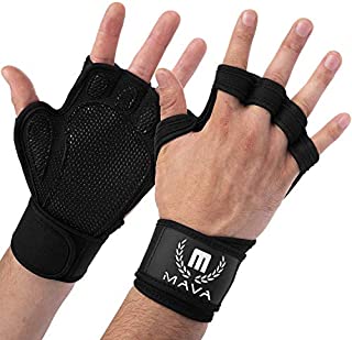 Mava Sports Ventilated Workout Gloves with Integrated Wrist Wraps Support and Full Palm Silicone Padding. Perfect for Weight Lifting, Powerlifting, Pull Ups,WOD and Cross Training for Men and Women