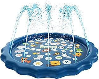 SplashEZ 3-in-1 Splash Pad, Sprinkler for Kids, and Wading Pool for Learning  Childrens Sprinkler Pool, 60 Inflatable Water Toys  from A to Z Outdoor Swimming Pool for Babies and Toddlers