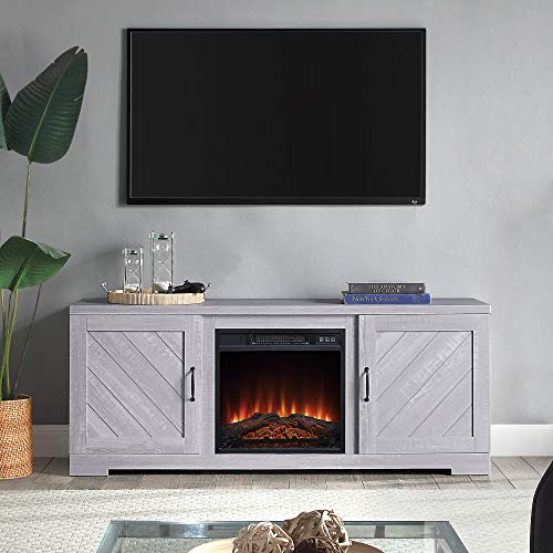 BELLEZE Hilo 58 Inch Fireplace TV Stand Console with Remote Control for TVs Up to 65