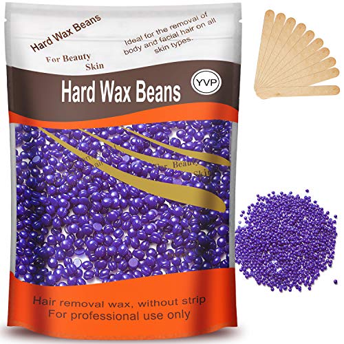 Hard Wax Beans for Painless Hair Removal, Brazilian Waxing for Face, Eyebrow, Back, Chest, Bikini Areas, Legs At Home 300g (10 Oz)/bag with 10pcs Wax Spatulas(Lavander)