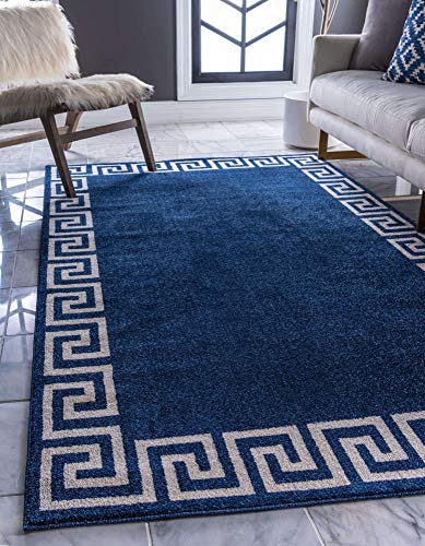 Unique Loom Athens Geometric Casual Area Rug, 9 x 12 Feet, Navy Blue/Beige