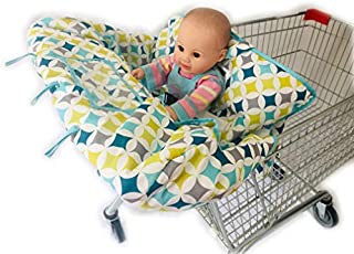 4 Legs Holes Double Babies Shopping Cart Cover for Twin or Baby Siblings. X-Large Size That was Guaranteed to Fit Wholesale Warehouse Grocery Stores (Green 4 or 2 Holes)