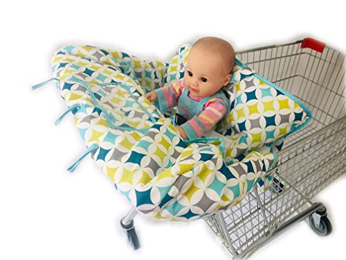 4 Legs Holes Double Babies Shopping Cart Cover for Twin or Baby Siblings. X-Large Size That was Guaranteed to Fit Wholesale Warehouse Grocery Stores (Green 4 or 2 Holes)
